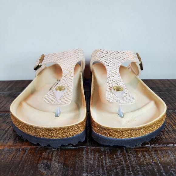 Birkenstock Gizeh Sandals Womens Mens Sizing Regular Shiny Python Eggshell - Picture 2 of 11